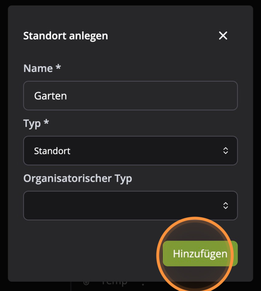 Hosenso Objektstruktur Garten als Standort anlegen