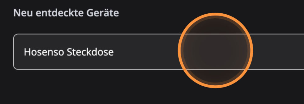 Hosenso App Neu entdeckte Geraete Liste mit Hosenso Steckdose markiert